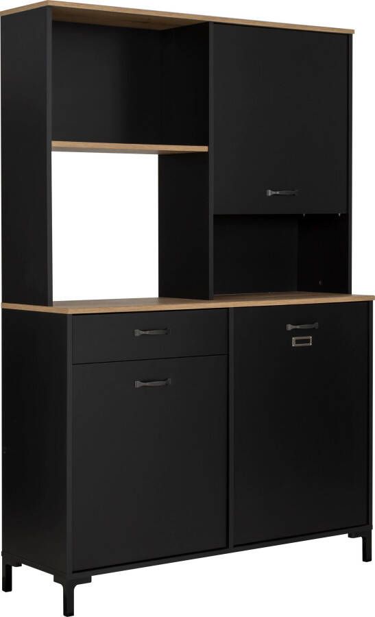 BELFURN Opbergkast keukenbuffet 120cm 1 lade 2 deuren MANCHESTER zwart - Foto 3