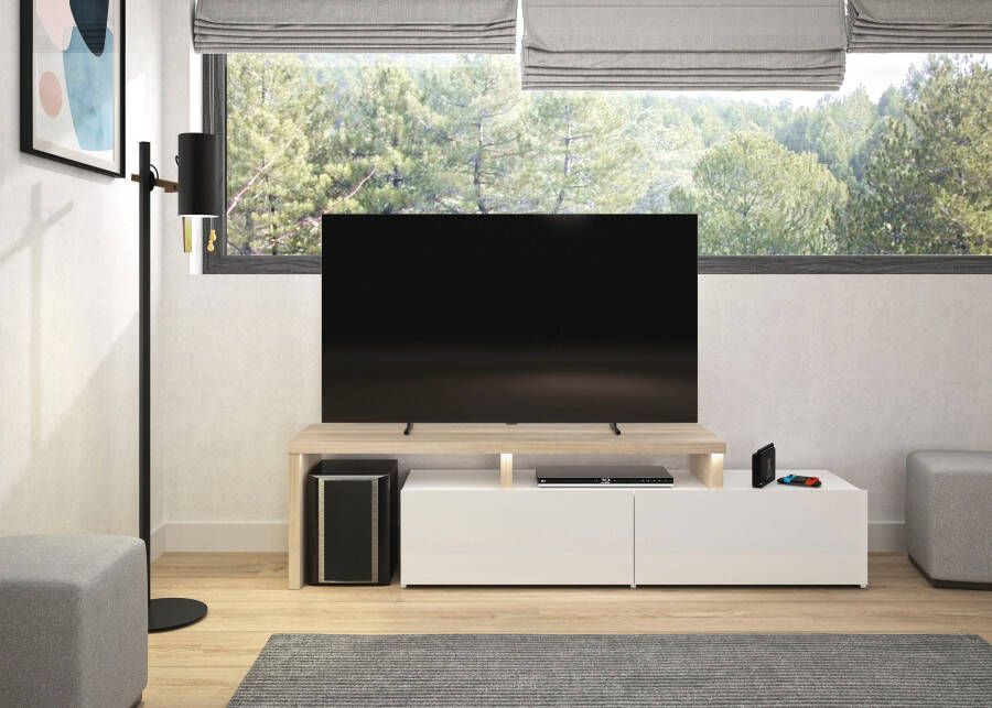 Diagone TV Meubel Tv-meubel Mikao hoek 150cm Wit; Bruin - Foto 7