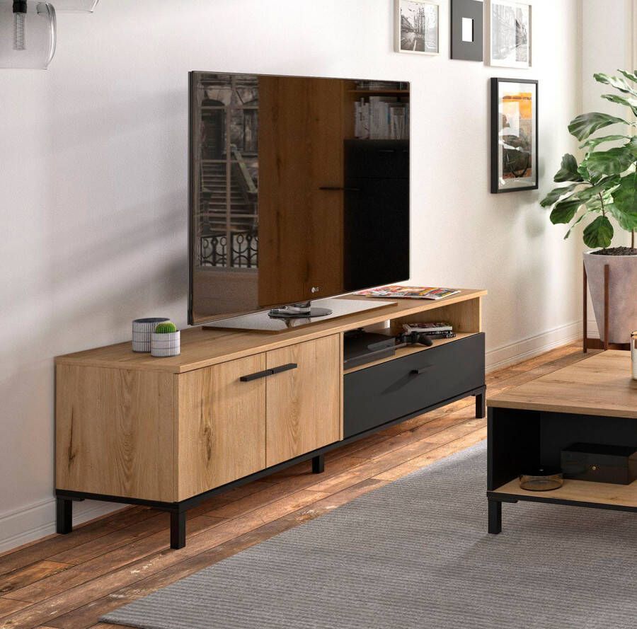 Gami TV Meubel Tv-meubel Tando met lade & 2 deuren 160cm Bruin; Zwart