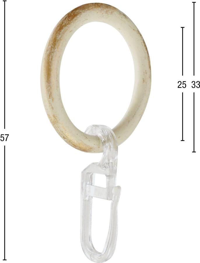 GARESA Gordijnring Ring met haak voor diameters tot 16 mm eenvoudige montage (20 stuks)