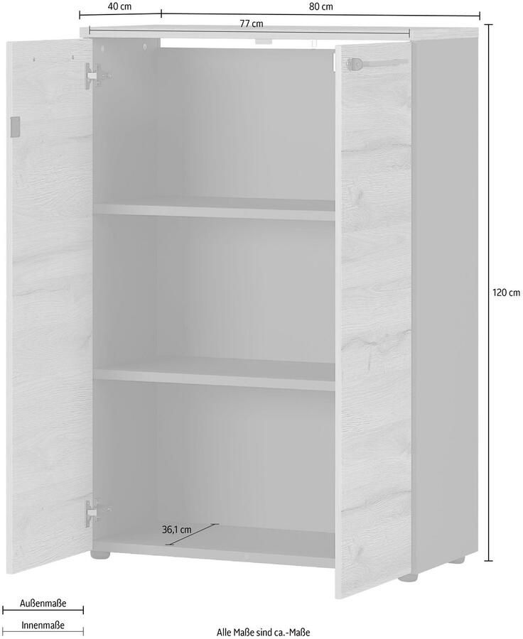 GERMANIA Archiefkast GW-Agenda multifunctionele kast afsluitbaar optioneel met 2 open vakken afmetingen 80x197 cm made in germany - Foto 3