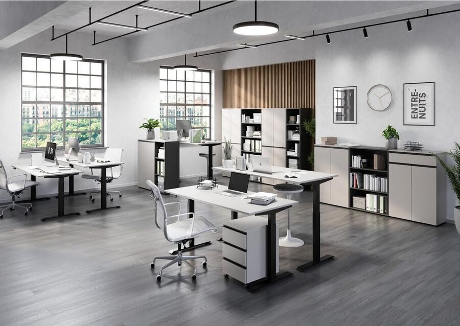 Germania EMOB Zit-stabureau Hermoso 180 x 80 x 120 cm Elektrisch verstelbaar Antraciet Zit-stabureaus Antraciet Spaanplaat Zit-stabureaus Op voorraad - Foto 5