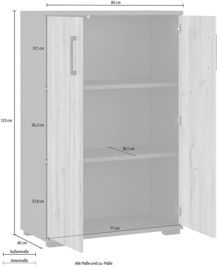 Germania Profi Boekenkast Small Deuren Grafiet | Grandson Eiken - Foto 2