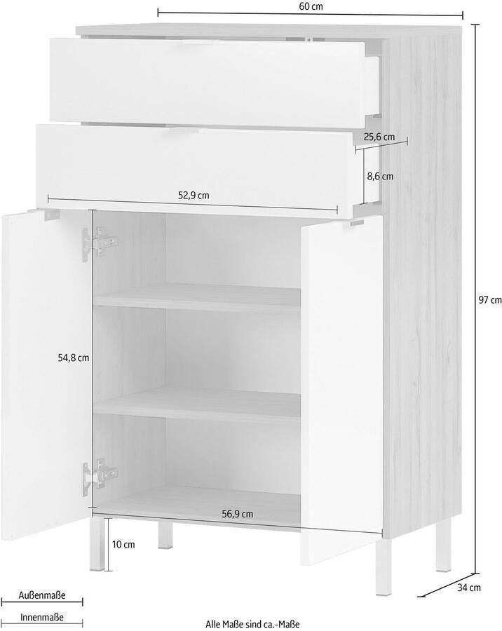 Germania Ladekast GW-Mauresa 34x60x97 cm wit - Foto 5