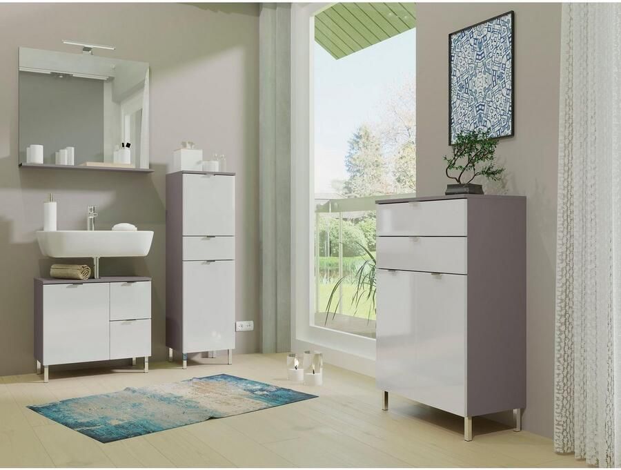 Germania Ladekast GW-Mauresa 34x60x97 cm grafietkleurig en wit - Foto 7