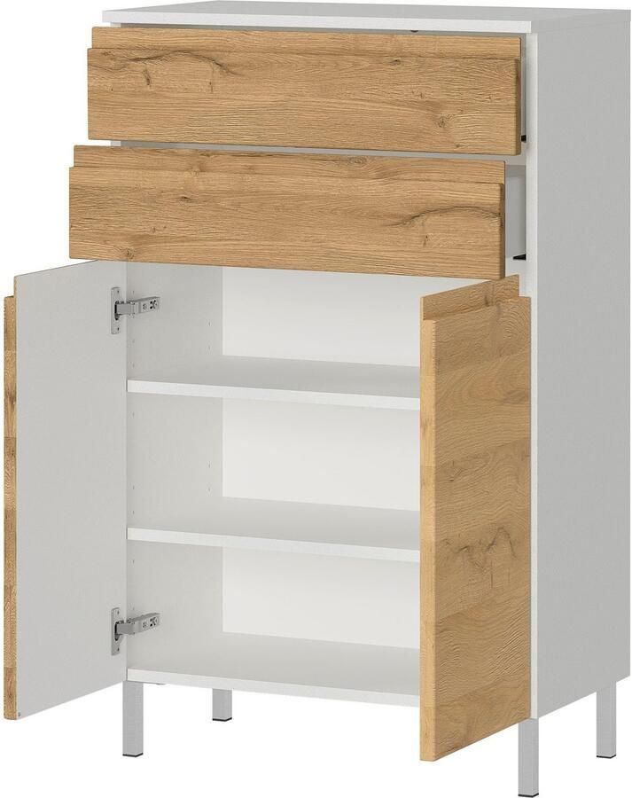 GERMANIA Badkamerserie Torrance Wastafelonderkast spiegelkast met verlichting en kast (3-delig) - Foto 6