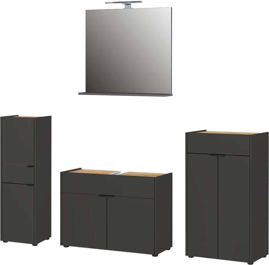 GERMANIA Badmeubelset Ameca Badset bestaande uit wastafelonderkast spiegel commode & kast (4 stuks) - Foto 13