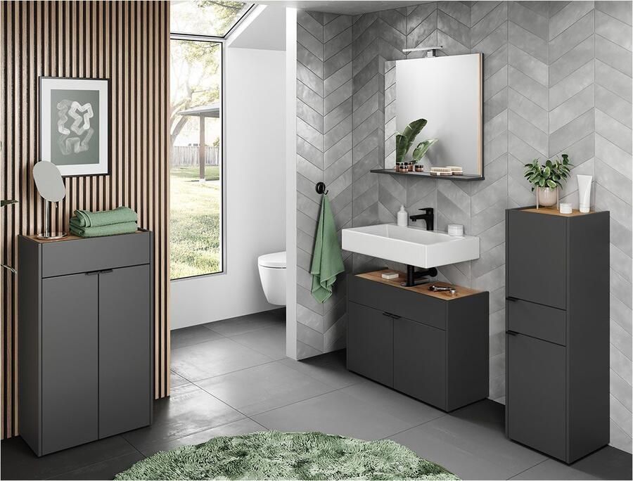 GERMANIA Badmeubelset Ameca Badset bestaande uit wastafelonderkast spiegel commode & kast (4 stuks) - Foto 6