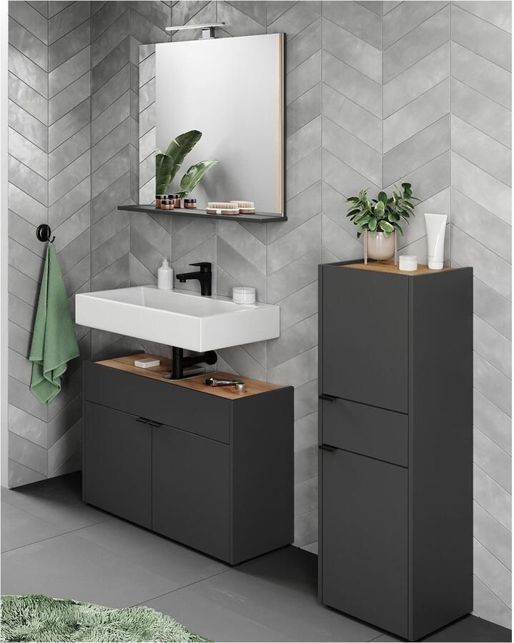 GERMANIA Badmeubelset Ameca Badset bestaande uit wastafelonderkast spiegel & kast (3 stuks) - Foto 4