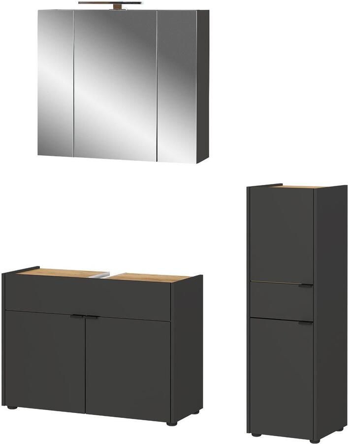 GERMANIA Badmeubelset Ameca Badset bestaande uit wastafelonderkast spiegelkast & kast (3 stuks) - Foto 12