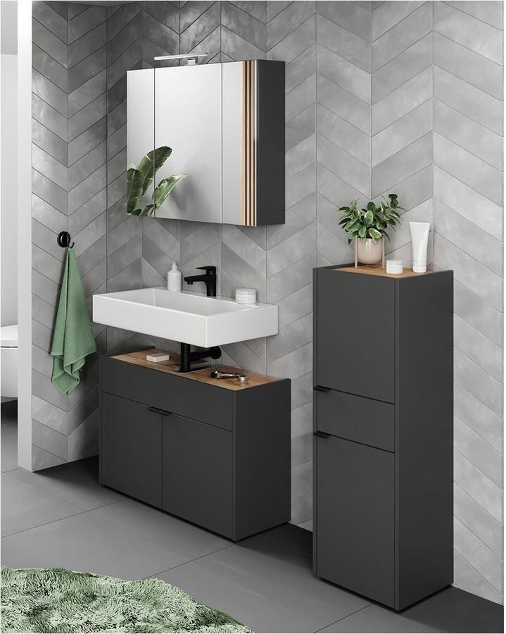 GERMANIA Badmeubelset Ameca Badset bestaande uit wastafelonderkast spiegelkast & kast (3 stuks) - Foto 4