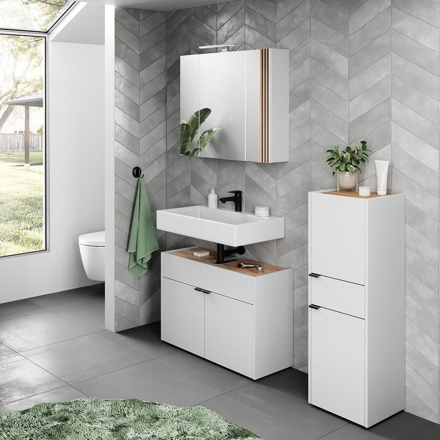 GERMANIA Badmeubelset Ameca Badset bestaande uit wastafelonderkast spiegelkast & kast (3 stuks)