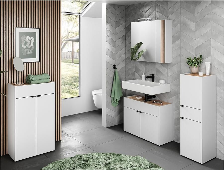 GERMANIA Badmeubelset Ameca Badset: wastafelonderkast spiegelkast commode & kast (4 stuks) - Foto 7