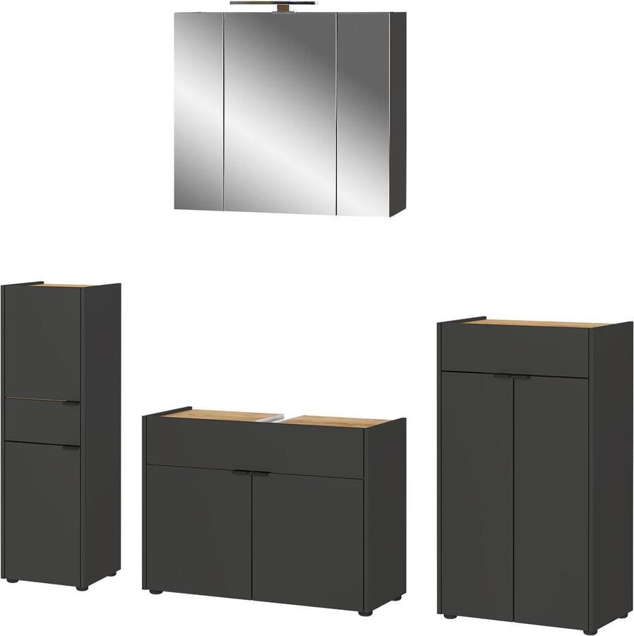 GERMANIA Badmeubelset Ameca Badset: wastafelonderkast spiegelkast commode & kast (4 stuks) - Foto 14