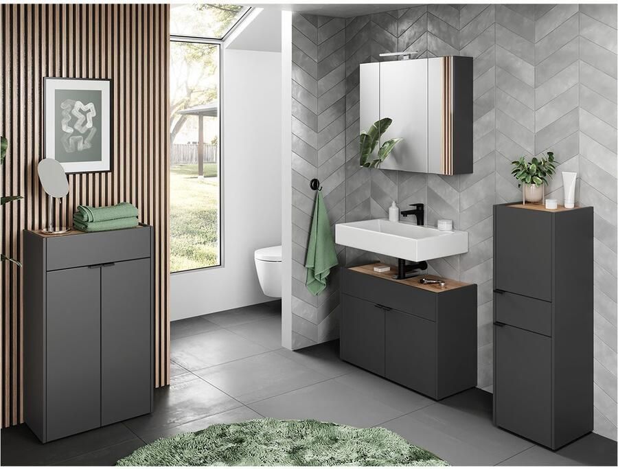 GERMANIA Badmeubelset Ameca Badset: wastafelonderkast spiegelkast commode & kast (4 stuks) - Foto 6