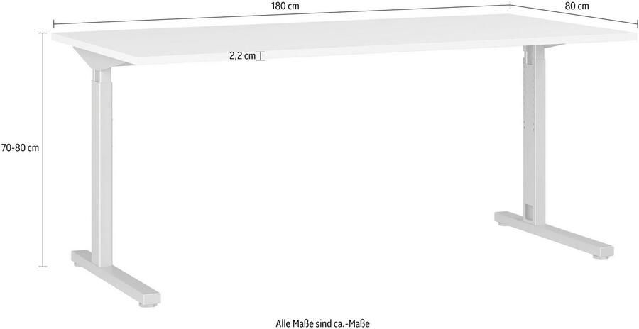 Germania EMOB Bureau Presley 180cm mechanisch verstelbaar lichtgrijs zilver Kantoor outlet Grijs Metaal; Spaanplaat Kantoor outlet Op voorraad - Foto 5