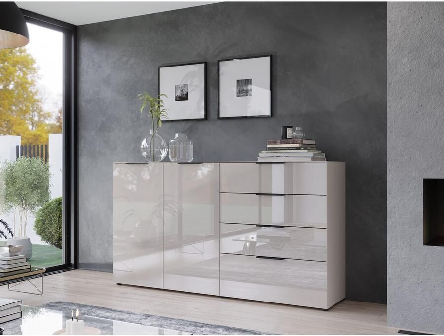 GERMANIA Dressoir OAKLAND in 2 breedten fronten en bovenblad met glas-inlay