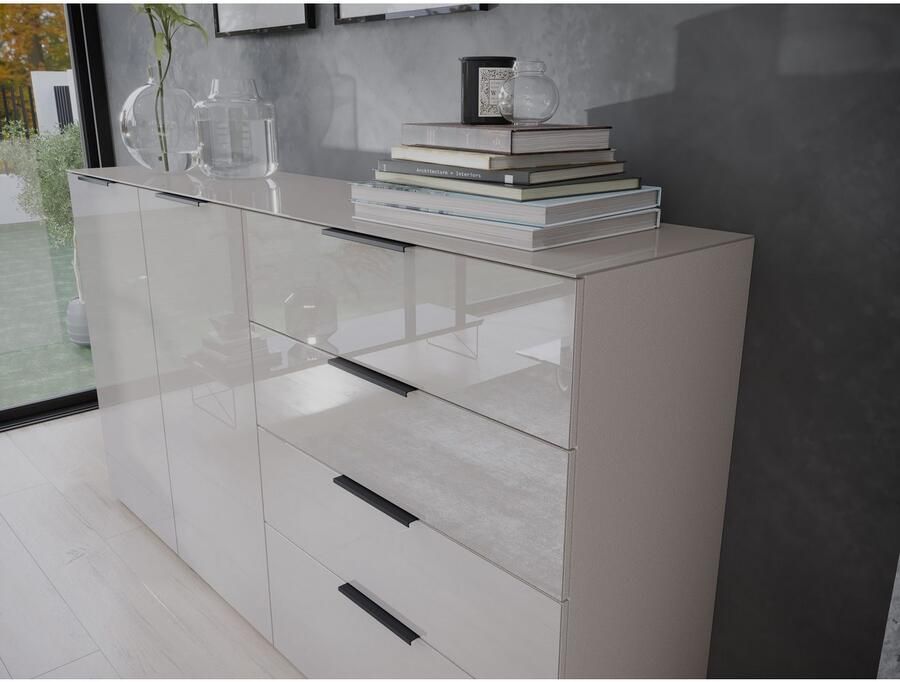 GERMANIA Dressoir OAKLAND in 2 breedten fronten en bovenblad met glas-inlay - Foto 2