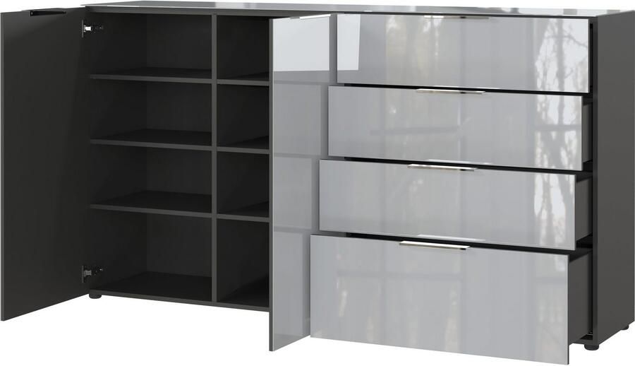 GERMANIA Dressoir OAKLAND in 2 breedten fronten en bovenblad met glas-inlay - Foto 7