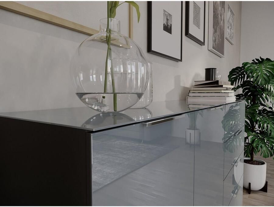 GERMANIA Dressoir OAKLAND in 2 breedten fronten en bovenblad met glas-inlay - Foto 3