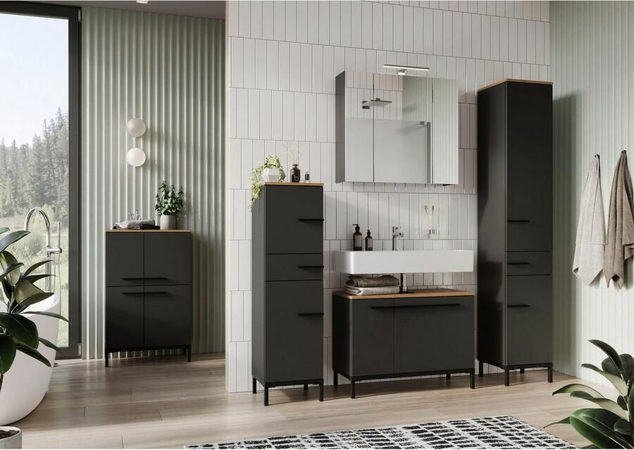 GERMANIA Halfhoge kast Yonkers Hoogwaardige ABS-randen handgrepen hoge poten van metaal deurdemping - Foto 4