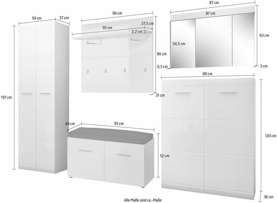 GERMANIA Halmeubelset Adana Kleur wit met hoogglans fronten (set 6-delig) - Foto 8