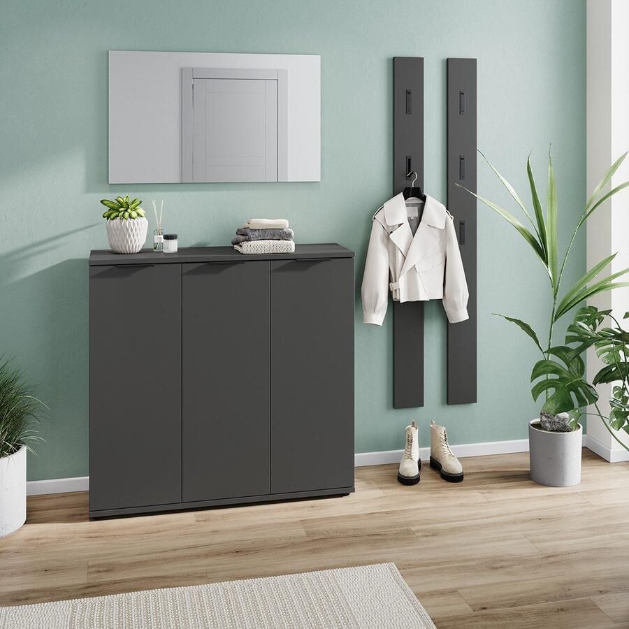 GERMANIA Halmeubelset Stanton Garderobe-set bestaande uit 1 schoenenkast 1 spiegel en 2 panelen (4-delig)