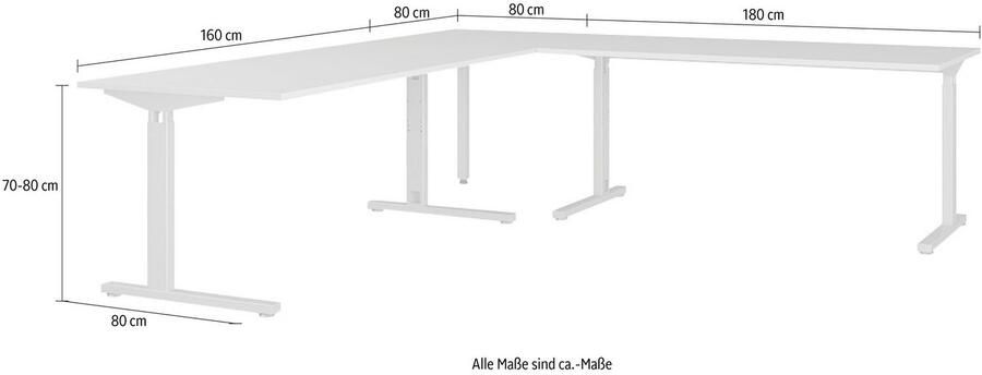 GERMANIA Hoekbureau GW-Profi 3.0 hoekcombinatie mechanisch in hoogte verstelbaar bestaande uit 2 bureaus (3 stuks) - Foto 3