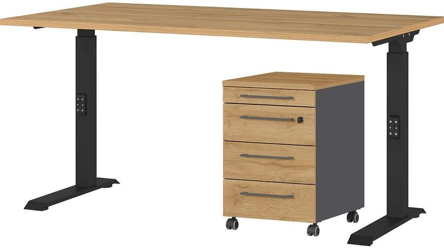 GERMANIA Kantoormeubelset Agenda Set bestaande uit in hoogte verstelbaar bureau en rolcontainer (2-delig) - Foto 8