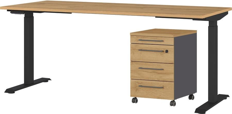 GERMANIA Kantoormeubelset Agenda Set bestaande uit in hoogte verstelbaar bureau en rolcontainer (2-delig) - Foto 9