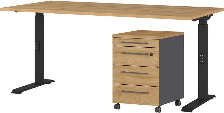 GERMANIA Kantoormeubelset Agenda Set bestaande uit in hoogte verstelbaar bureau en rolcontainer (2-delig) - Foto 8