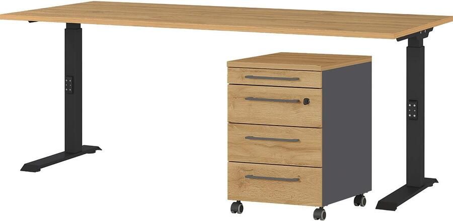 GERMANIA Kantoormeubelset Agenda Set bestaande uit in hoogte verstelbaar bureau en rolcontainer (2-delig) - Foto 8