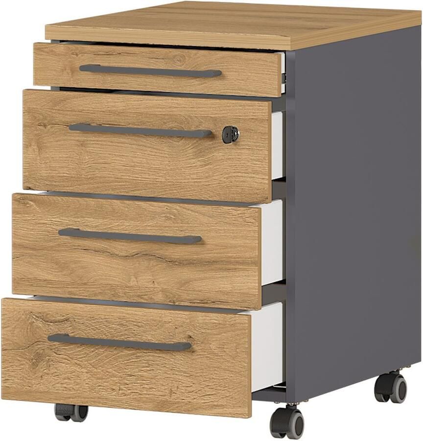 GERMANIA Kantoormeubelset Agenda Set bestaande uit in hoogte verstelbaar bureau en rolcontainer (2-delig) - Foto 2