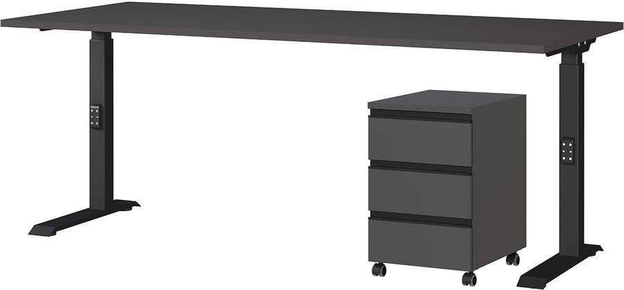GERMANIA Kantoormeubelset Lemont Set bestaande uit in hoogte verstelbaar bureau en rolcontainer (2-delig) - Foto 11