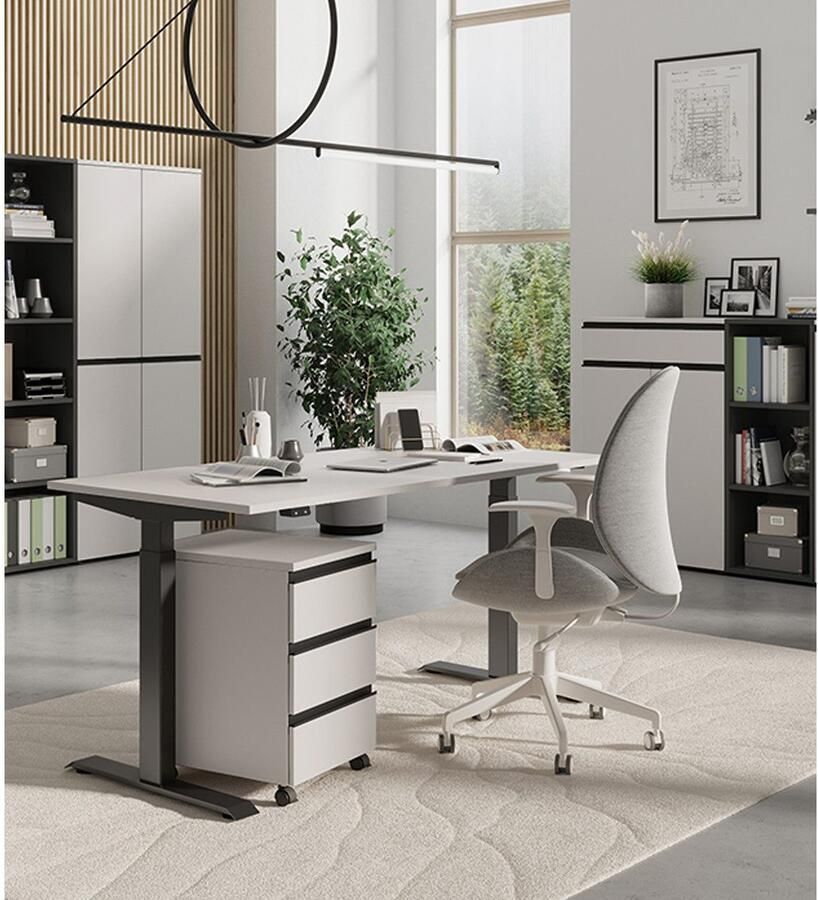 GERMANIA Kantoormeubelset Lemont Set bestaande uit in hoogte verstelbaar bureau en rolcontainer (2-delig) - Foto 3