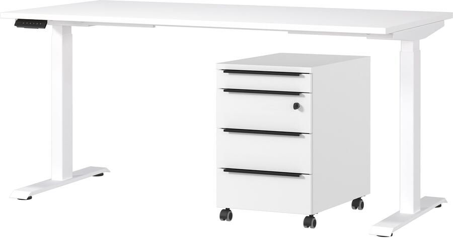 Germania EMOB Bureauset Hermoso Bureautafel en ladekast Wit Verstelbare bureaus Wit Spaanplaat Verstelbare bureaus Op voorraad - Foto 12