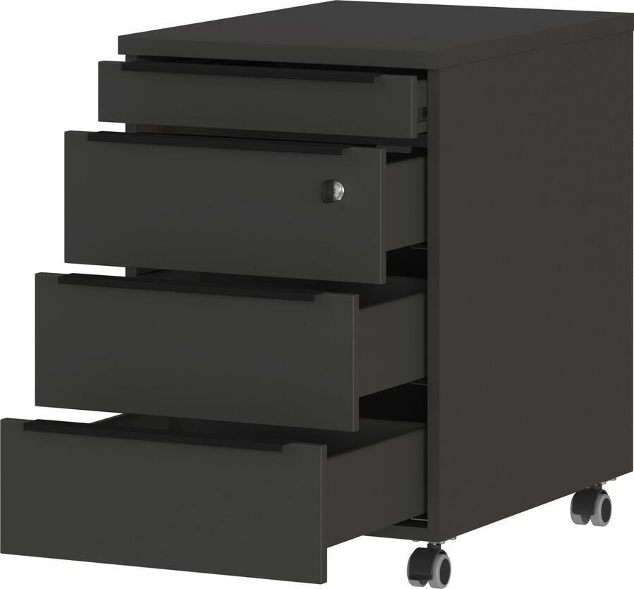 Germania Bureau En Ladekast Met Slot Hermoso 237x80x72-118cm Elektrisch Verstelbaar Grafiet Bureautafels Antraciet Metaal; Spaanplaat