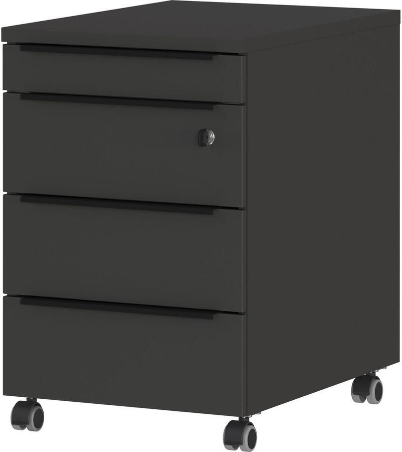 Germania Bureau en ladekast met slot Hermoso 217x80x72-118cm elektrisch verstelbaar Grafiet Bureautafels Antraciet Metaal; Spaanplaat - Foto 4