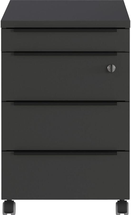 Germania Bureau en ladekast met slot Hermoso 217x80x72-118cm elektrisch verstelbaar Grafiet Bureautafels Antraciet Metaal; Spaanplaat - Foto 8