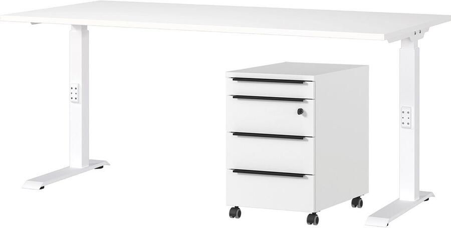 Germania EMOB Bureauset Hermoso Bureautafel en ladekast Wit Verstelbare bureaus Wit Spaanplaat Verstelbare bureaus Op voorraad - Foto 9