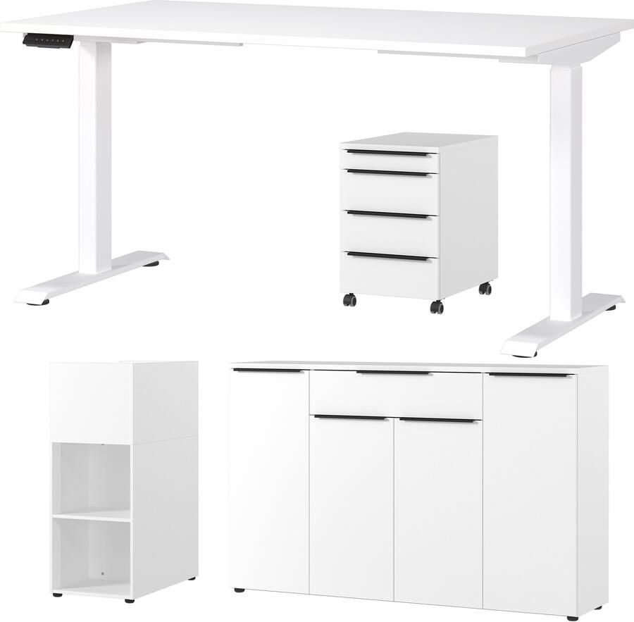 GERMANIA Kantoormeubelset Milaan incl. bureau kastje op wieltjes roomdivider en dressoir (4-delig) - Foto 18