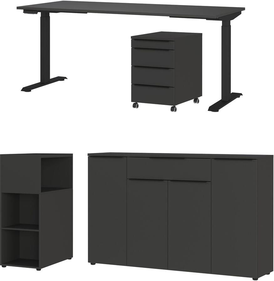 GERMANIA Kantoormeubelset Milaan incl. bureau kastje op wieltjes roomdivider en dressoir (4-delig) - Foto 16