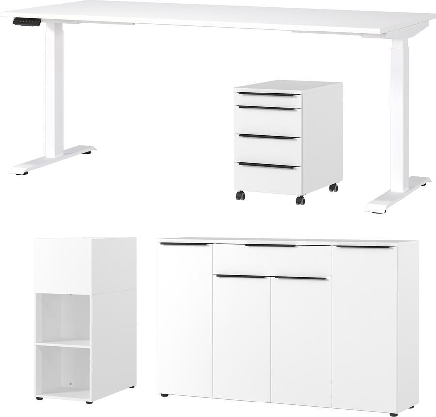 GERMANIA Kantoormeubelset Milaan incl. bureau kastje op wieltjes roomdivider en dressoir (4-delig) - Foto 18