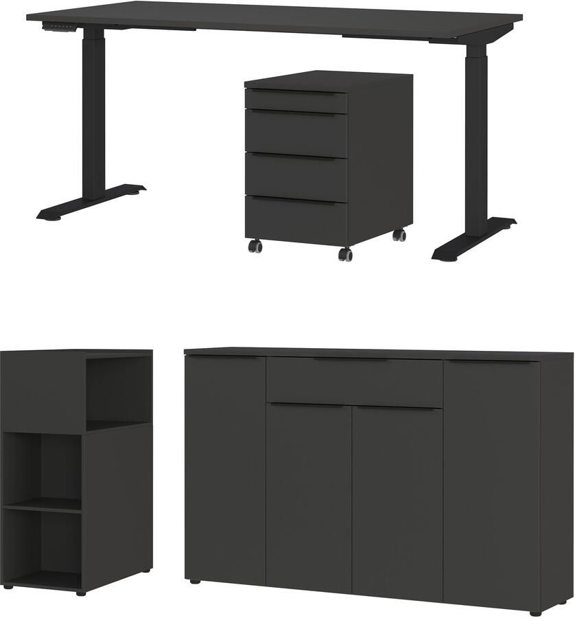 GERMANIA Kantoormeubelset Milaan incl. bureau kastje op wieltjes roomdivider en dressoir (4-delig) - Foto 16