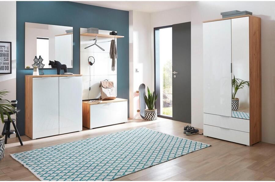 Germania Garderobekast Tille 84cm Met 2 Deuren & 2 Lades Wit eik - Foto 5