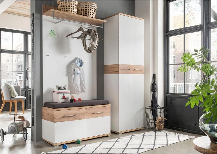 Germania -Schoenenkast-Topix-96x40x50 4-cm-wit-en-eikenkleurig - Foto 6