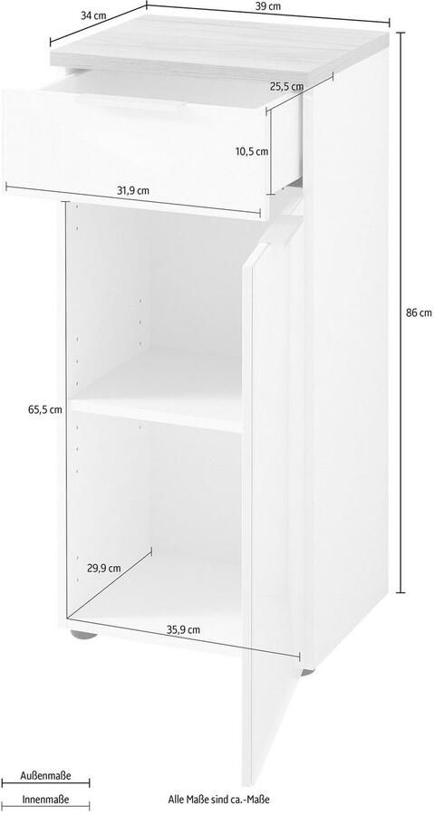 Germania Badkameronderkast GW-Pescara wit en Navarra eikenkleurig - Foto 4