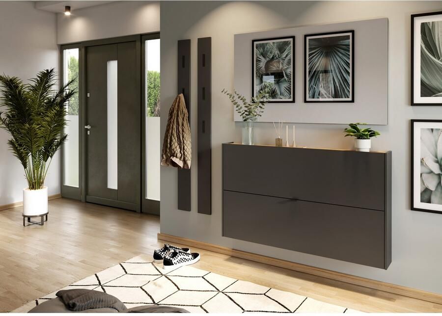 GERMANIA Halmeubelset Ameca Garderobe-set van schoenenopberger en spiegel (2 stuks) - Foto 3