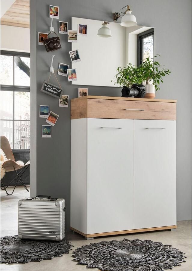 Germania Schoenenkast Stoffel 89cm met 2 deuren & 1 lade wit eik - Foto 6