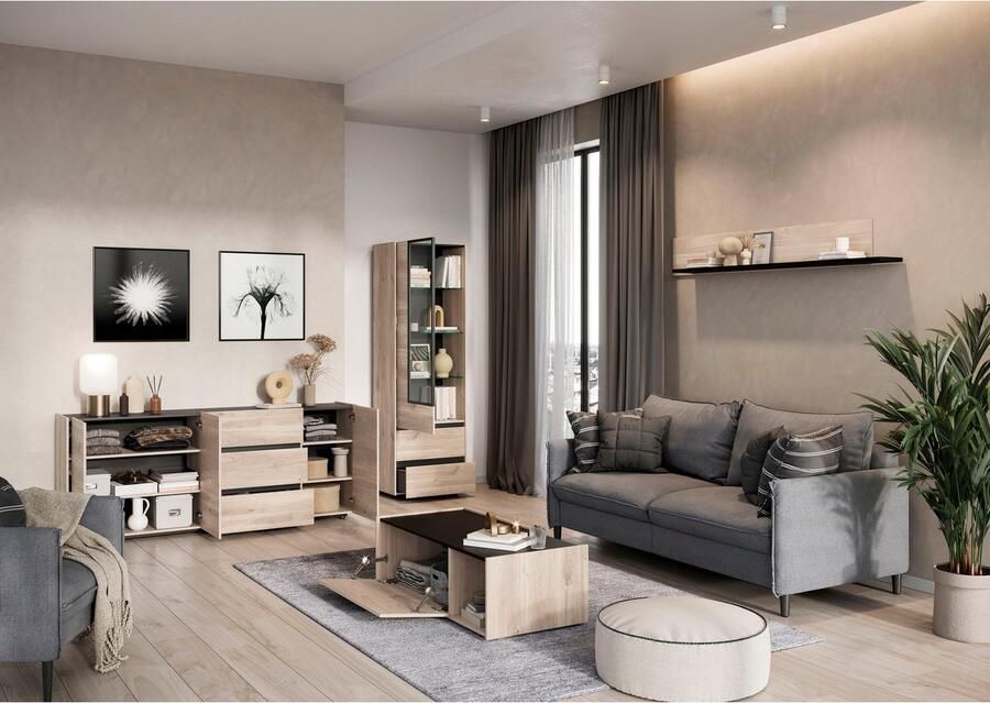 GERMANIA Salontafel Cantoria met een open en een gesloten vak greeploos design - Foto 2